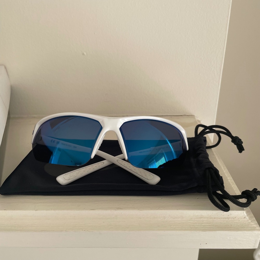 Nike Skylon Ace Sunglasses White Blue Mirror Lens Sport EV1125 104 New Box